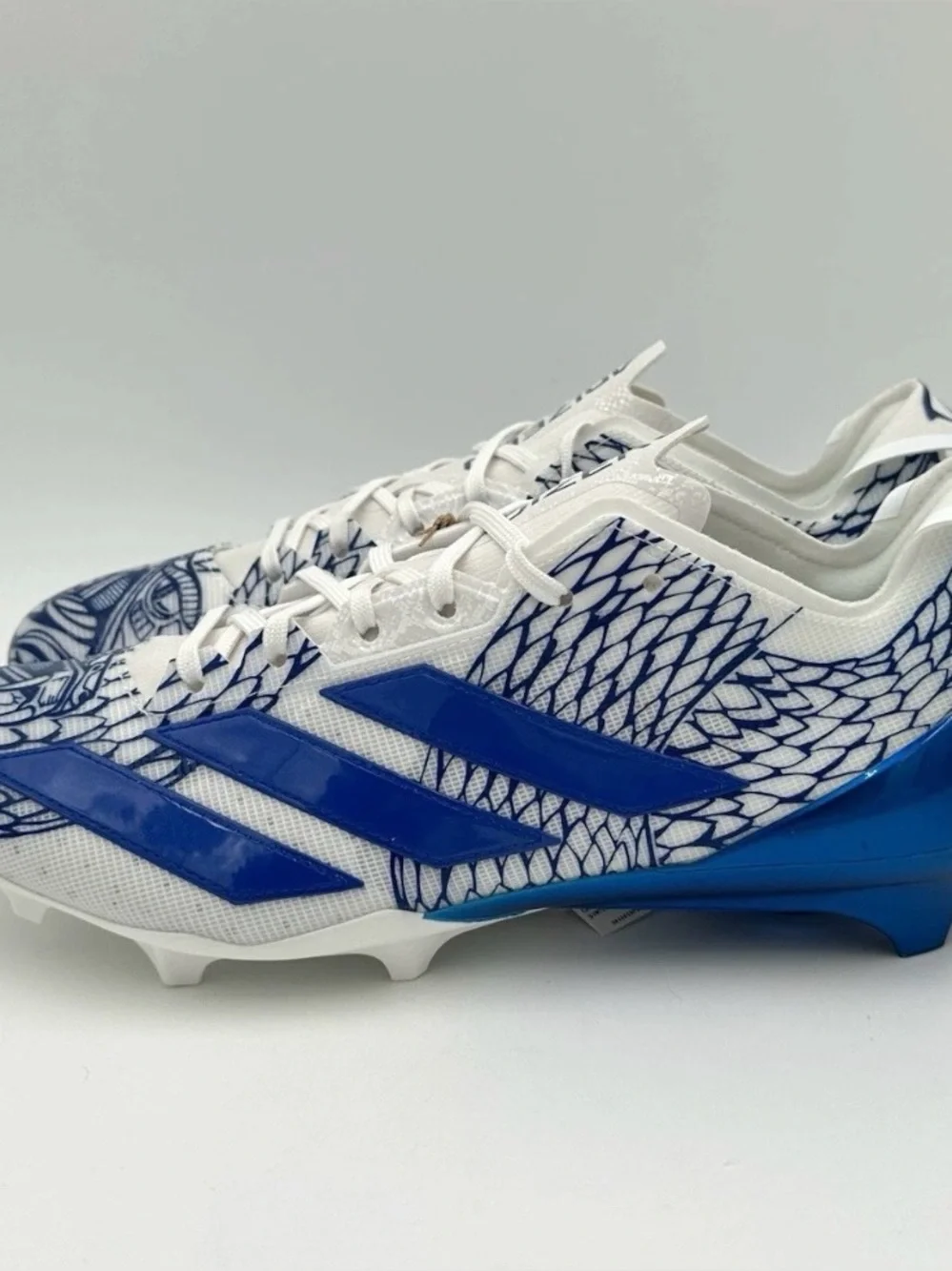 adidas White & Blue Men's Football Cleats with Graphic Upper